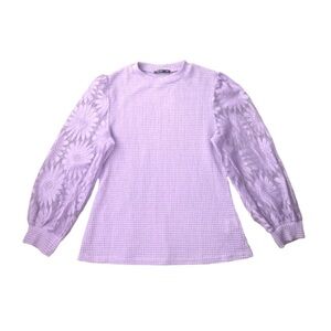 Shein Curve Lavender Purple Lace LongSleeve Top